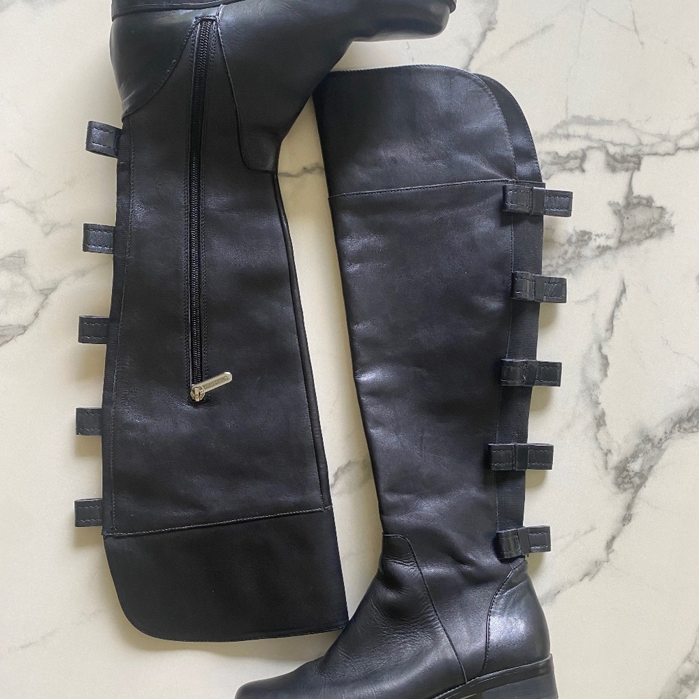 Ellen Tracy leather over the knee boot with bows size 6